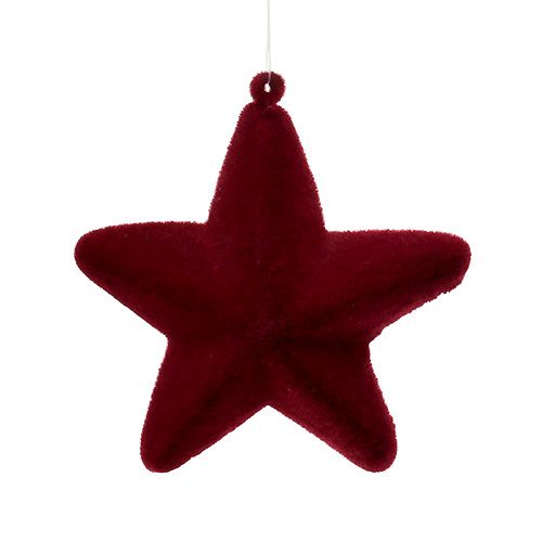 Floristik24 Hviezda vločkovaná tmavočervená 10cm