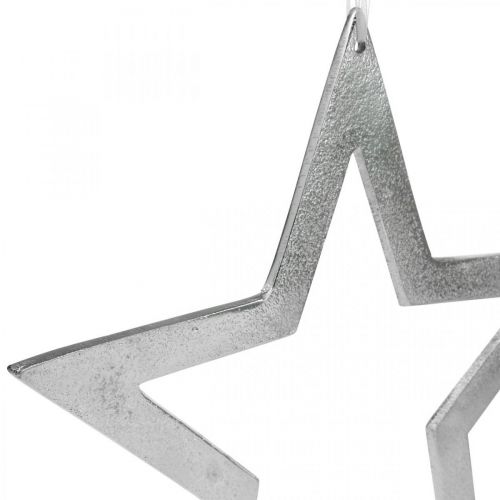 položky Ozdobná hviezda na zavesenie strieborná hliníková dekorácia na dvere Ø28cm