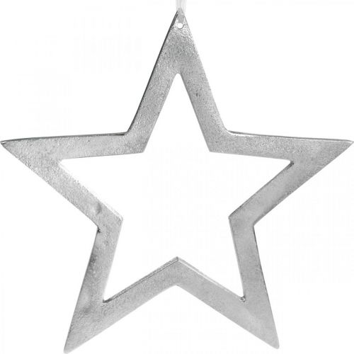 Floristik24 Ozdobná hviezda na zavesenie strieborná hliníková dekorácia na dvere Ø28cm