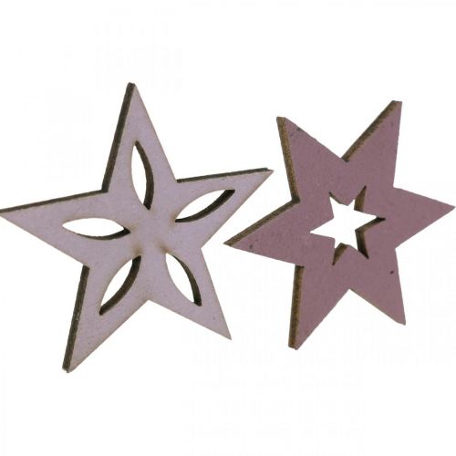 položky Dekoračné drevené hviezdičky fialové vianočné hviezdičky samolepiace 4cm mix 36 kusov