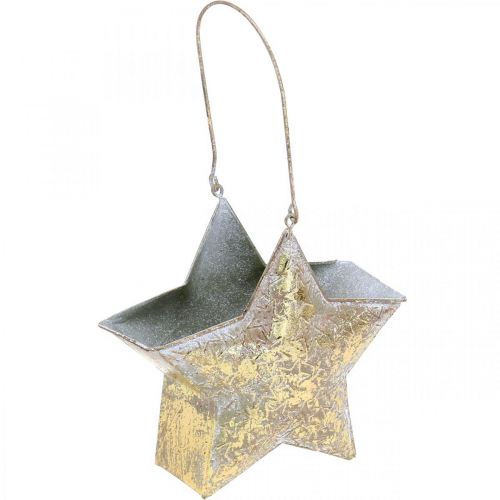 Ozdobný hviezdicový kov na zavesenie a zdobenie Zlatý Ø13cm