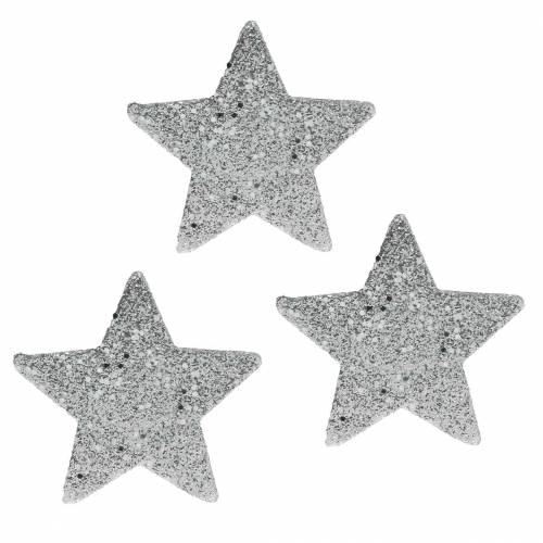 položky Bodové dekoračné hviezdy s trblietkami Ø6,5cm strieborné 36ks