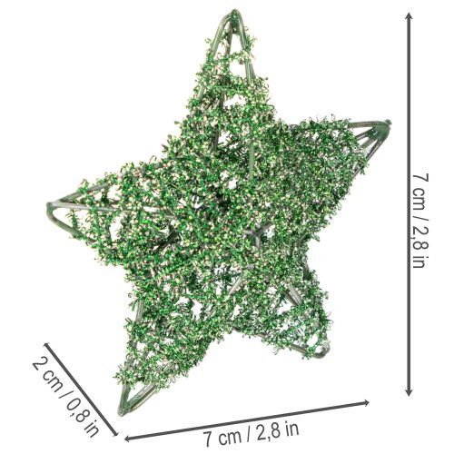Sada ozdobných hviezd z drôtu zo zeleného drôtu, dve veľkosti, 10 cm, 12 kusov | Floristik24.sk
