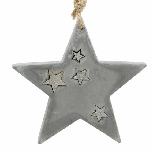 Floristik24 Vianočné hviezdy na zavesenie z betónu šedo-strieborné 11,5cm 3ks