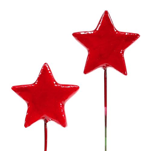 Floristik24 Hviezdičky na drôtiku na ozdobenie 5cm červené 48ks