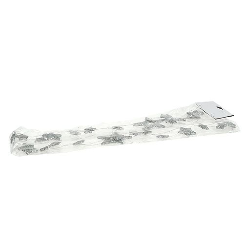 Floristik24 Hviezdna girlanda 110cm strieborná so sľudou