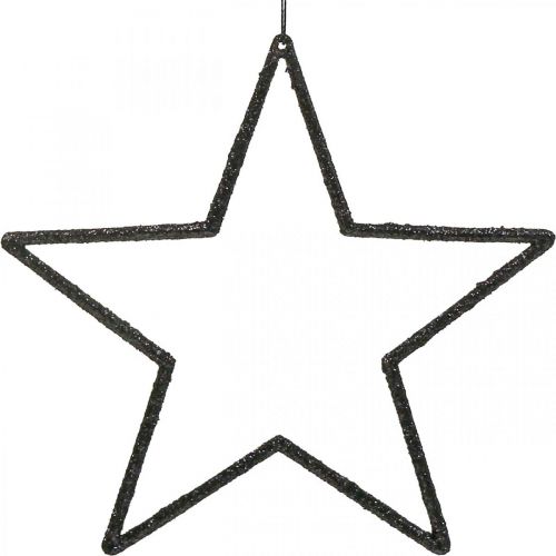 Floristik24 Vianočná dekorácia prívesok hviezda čierne trblietky 17,5cm 9ks