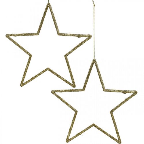 Floristik24 Vianočná dekorácia prívesok hviezda zlaté trblietky 12cm 12ks