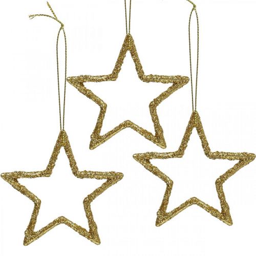 Floristik24 Vianočná dekorácia prívesok hviezda zlaté trblietky 7,5cm 40p