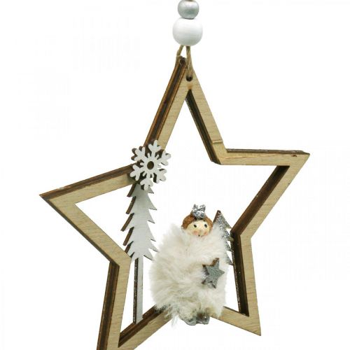 položky Vianočná dekorácia hviezda drevený deko vešiak Ø13,5cm 4ks