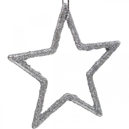 položky Vianočná dekorácia prívesok hviezda strieborné trblietky 7,5cm 40p