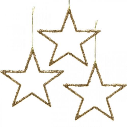 Floristik24 Trblietavé hviezdičky, adventná dekorácia, hviezdičková dekorácia na zavesenie, vianočné ozdoby zlatá 11,5 × 12 cm 12 kusov