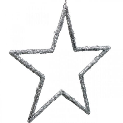 položky Hviezda na zavesenie, ozdoby na vianočný stromček, deco hviezda strieborná 11,5×12cm 12ks
