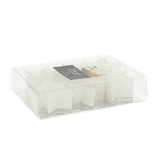 Floristik24 Hviezda čajová sviečka s vôňou biela 4cm 6ks