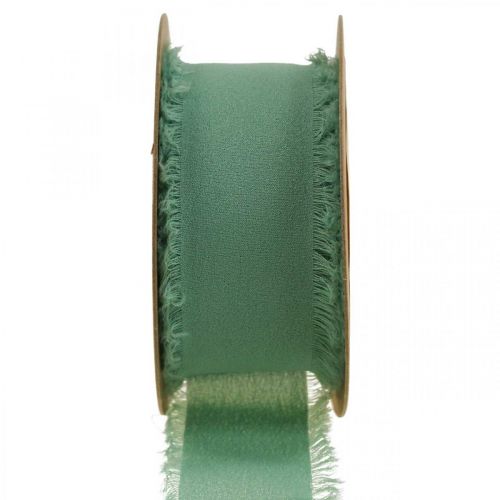 položky Látková stuha deko stuha so strapcami šalvia zelená 40mm 15m