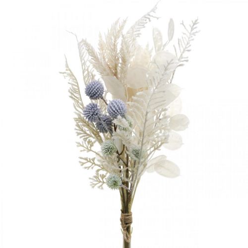 Floristik24 Strieborný list glóbus bodliak papraď umelé kvety krémový 56cm zväzok