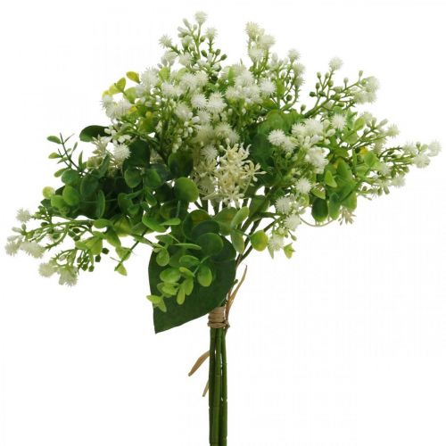 Floristik24 Ozdobná kytica Umelé kvety Kytica Umelé kvety Zelená Biela L36cm