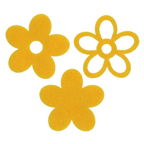 Floristik24 Bodová dekorácia filc kvet žltý triedený 4cm 72ks