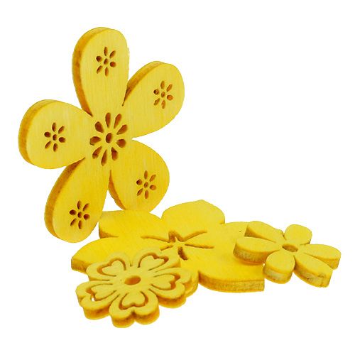 položky Bodová dekorácia drevený kvet žltý 2cm - 4cm 96b