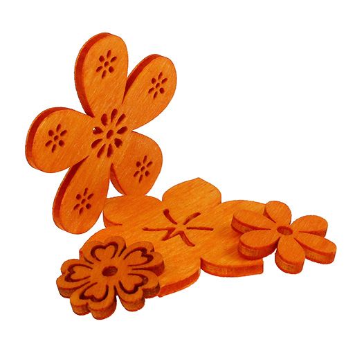 položky Bodová dekorácia drevený kvet oranžový 2cm - 4cm 96b