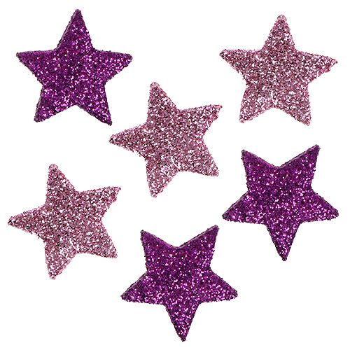 Floristik24 Bodová dekoračná hviezda so sľudou 1,5cm ružová, fialová 144b