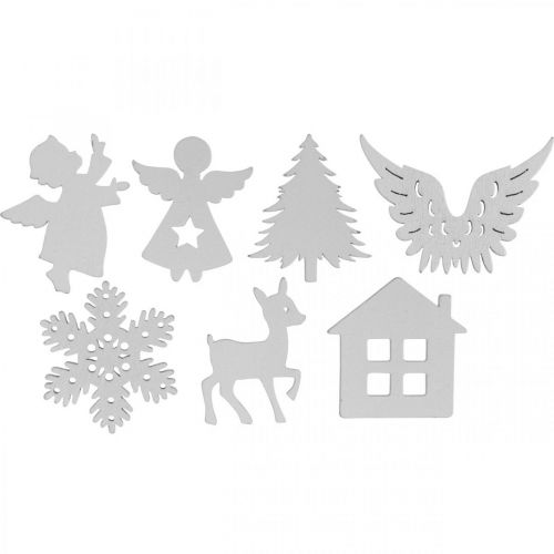 Floristik24 Bodová dekorácia Vianočná zmes dreva biela 4cm 72 ks