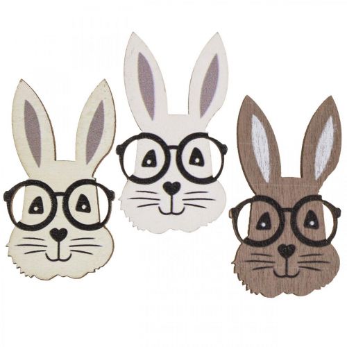 položky Bodová dekorácia drevený králik s okuliarmi hnedá biela 2,5×4,5cm 48b