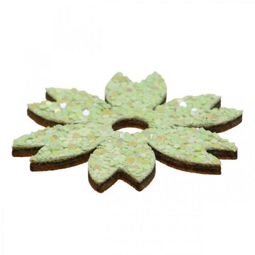 položky Bodová dekorácia drevené posypové kúsky Jarná Veľkonočná zelená 2–4cm 64p