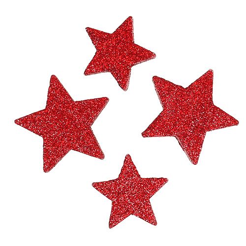 Floristik24 Bodová dekorácia hviezdičky červená, sľuda 4-5cm 40p