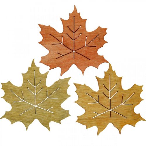 Floristik24 Stolová dekorácia jesenná, rozptylová dekorácia drevo javorový list Š4cm 72b