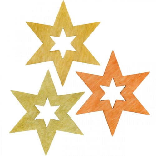 Drevené hviezdičky deko sypačky Vianočný pomaranč V4cm 72p