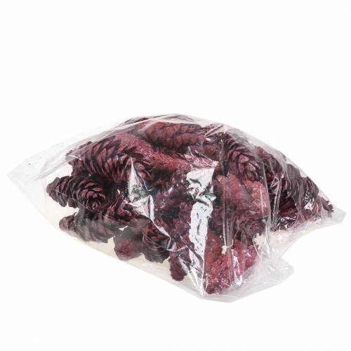 položky Dekorácia Strobus kužele červené bielo prané 15-20 cm 50 ks