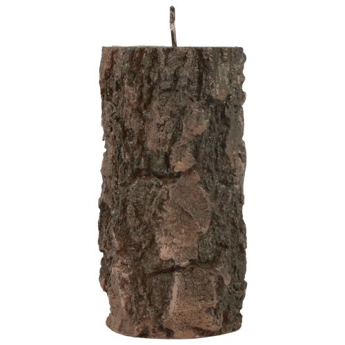 Floristik24 Stĺpová sviečka kmeň stromu ozdobná sviečka hnedá 130/65mm 1ks