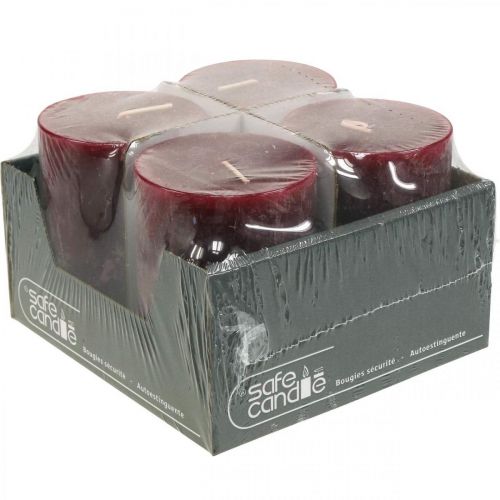 Floristik24 Jednofarebné sviečky stĺpiky Rustikálne Burgundsko 80×110mm 4 ks