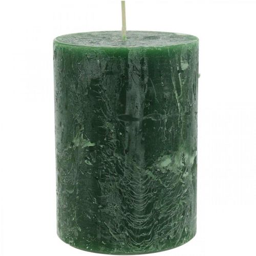 Floristik24 Jednofarebné sviečky Zelená rustikálna bezpečná sviečka 80×110mm 4ks