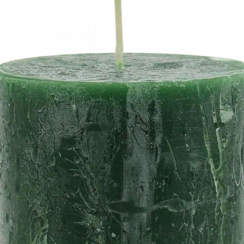 položky Jednofarebné sviečky Zelená rustikálna bezpečná sviečka 80×110mm 4ks