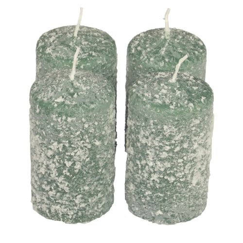 Stĺpové sviečky zimné vianočné sviečky zelené 60×100mm 4ks