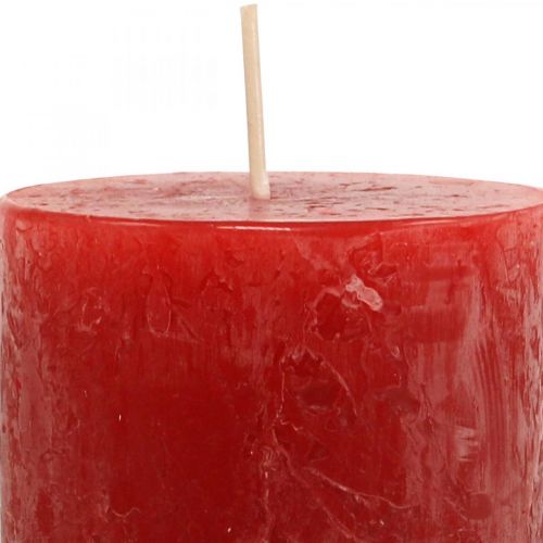 položky Stĺpové sviečky Rustikálne Farebné adventné sviečky červené 70/110mm 4ks
