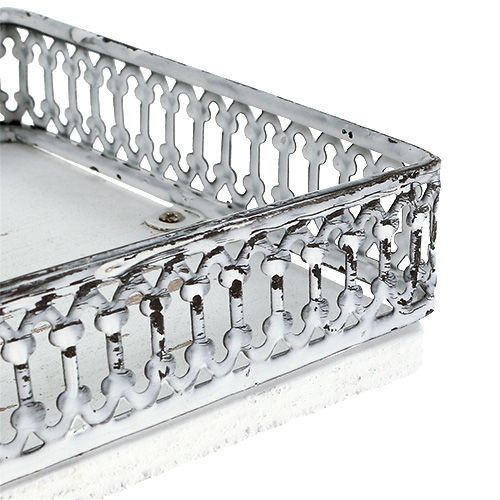 Floristik24 Podnos štvorcový 36cm x 13cm H 4cm biely 1ks