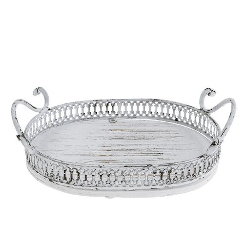 Oválny podnos s rúčkami 23cm x 17,5cm V7,5cm Biela