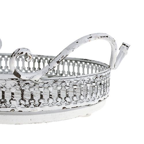 Floristik24 Oválny podnos s rúčkami 23cm x 17,5cm V7,5cm Biela