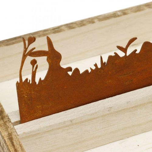 položky Ozdobný podnos Veľkonočná lúka, jarná dekorácia, drevený podnos patina 35×15cm