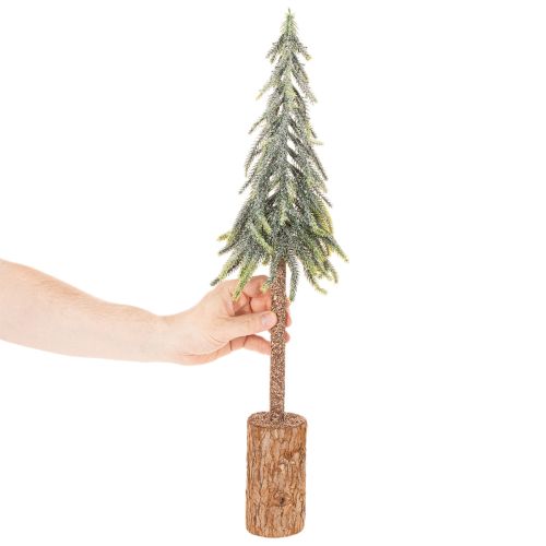 Umelá jedľa, ľadová povrchová úprava, s dreveným podstavcom, zimná dekorácia, 60 cm | Floristik24.sk
