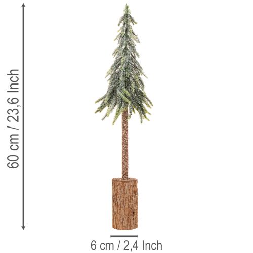 Umelá jedľa, ľadová povrchová úprava, s dreveným podstavcom, zimná dekorácia, 60 cm | Floristik24.sk