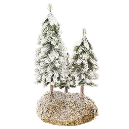 Zasnežené jedle, umelá zimná krajina pre vianočnú dedinku a dekoráciu stola, 29 cm | Floristik24.sk