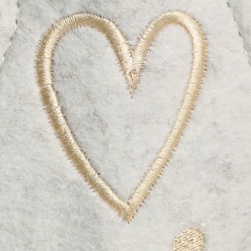 položky Vianočná ozdoba na stromček filc so srdiečkom krémová béžová V35cm 2 ks