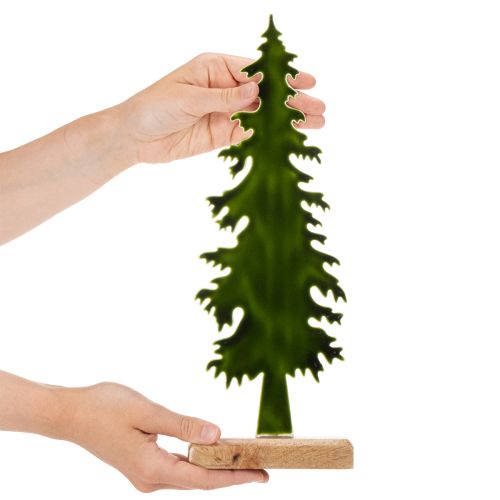 Dekoratívna figúrka vianočného stromčeka s dreveným podstavcom, 36 cm | Floristik24.sk