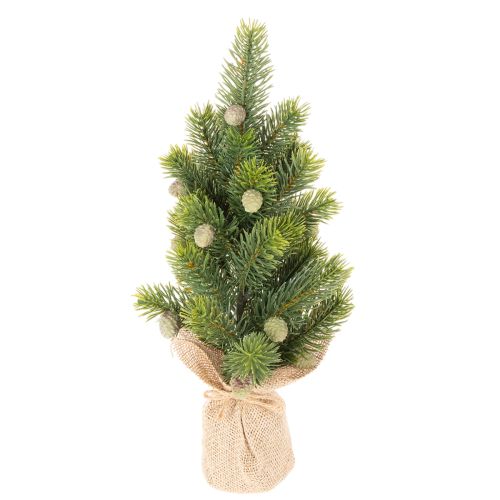 Umelý vianočný stromček v jutovom vreci, malá stolová dekorácia, mini vianočný stromček, 38 cm