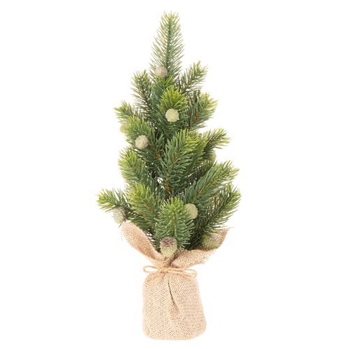 Umelý vianočný stromček v jutovom vreci, malá stolová dekorácia, mini vianočný stromček, 38 cm | Floristik24.sk