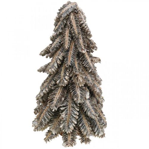 Floristik24 Vianočný stromček zo šišiek, vianočný stromček zasnežený, zimná dekorácia, advent, praná biela V33cm Ø20cm